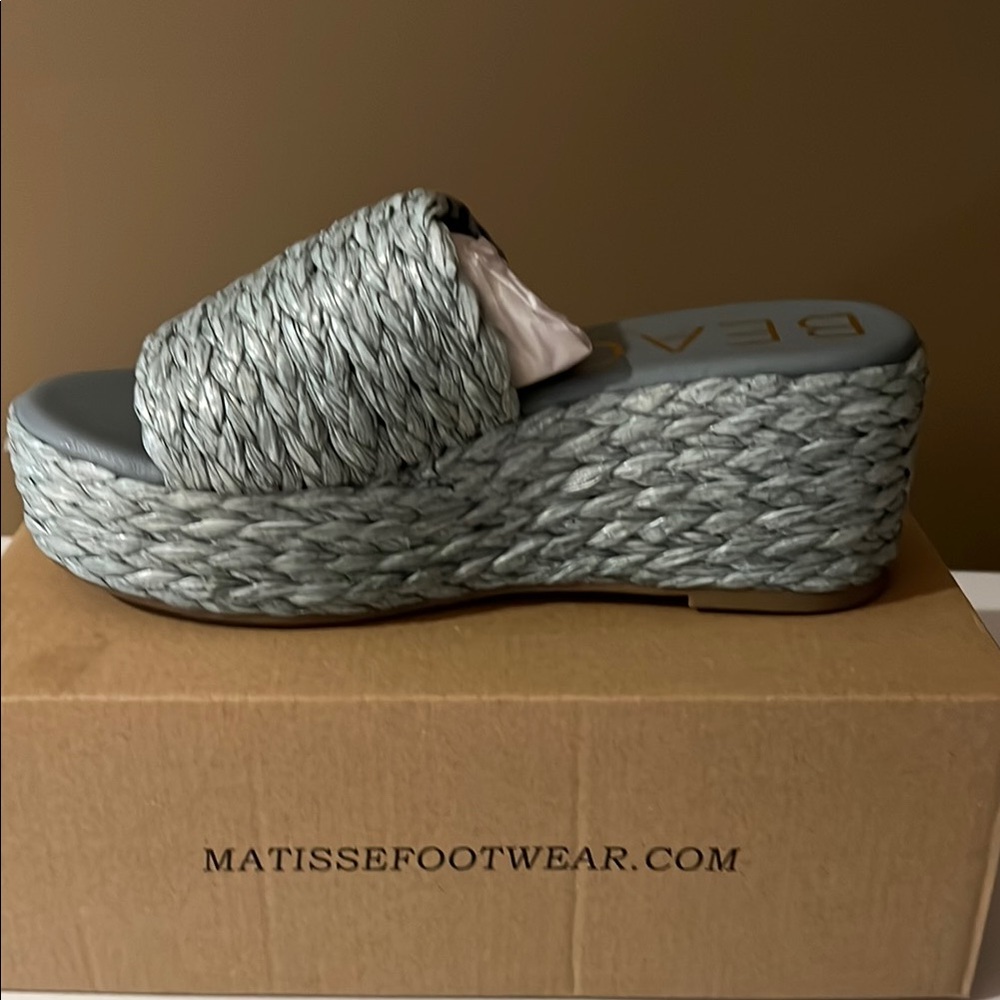 Matisse Women's Peony Woven Platform Sandals - Slate Blue Sz 8 NEW